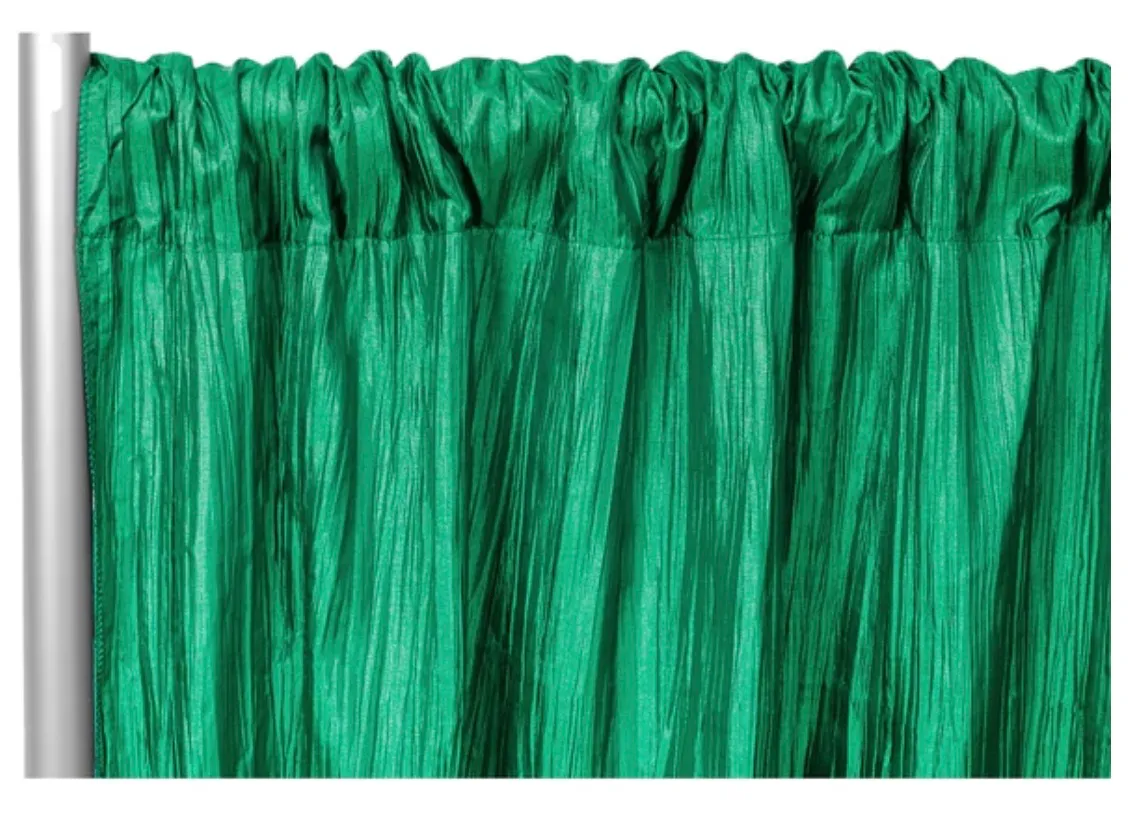 Curtain - 10' H x 54" W Crinkle Taffeta - Emerald Green