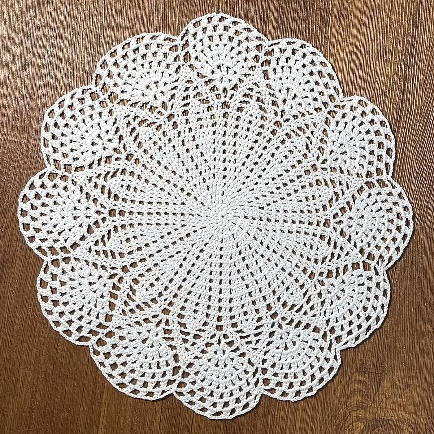 14" Handmade Lace Crochet Doily - White