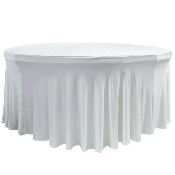 Tablecloth - 6' Spandex Round Wavy - White