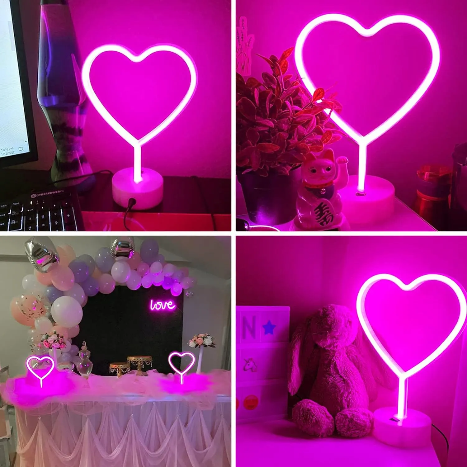 Neon Heart on Stand