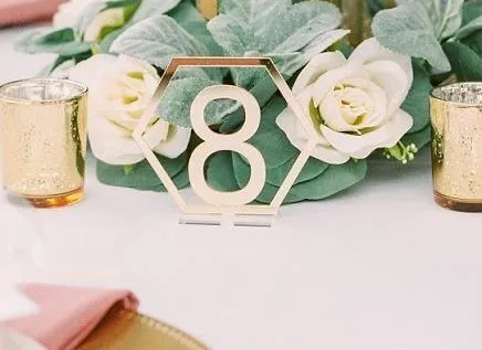 Table Numbers Set - Gold Acrylic Hexagon 1 - 20