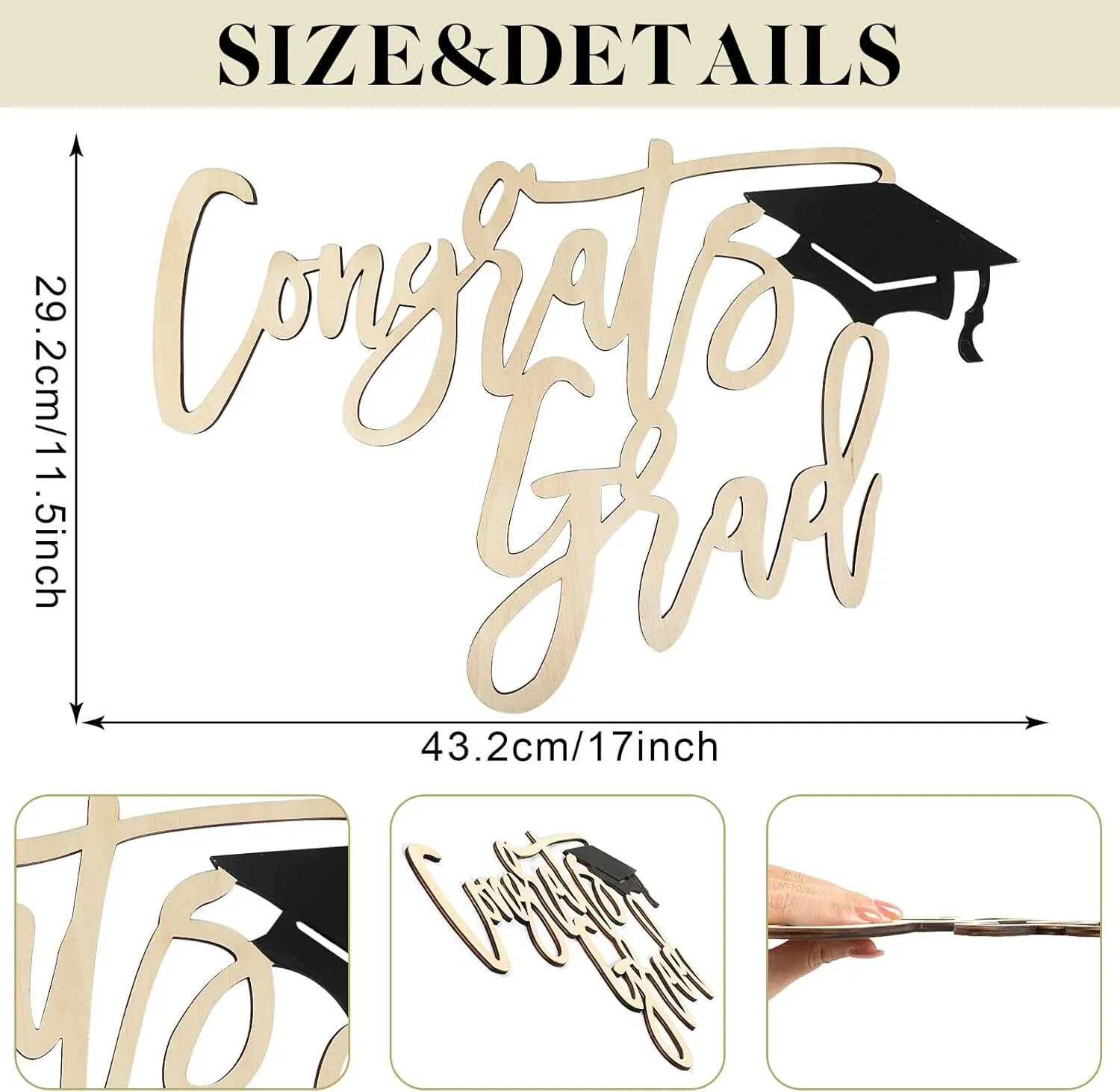 Sign - Congrats Grad Wooden Backdrop Sign