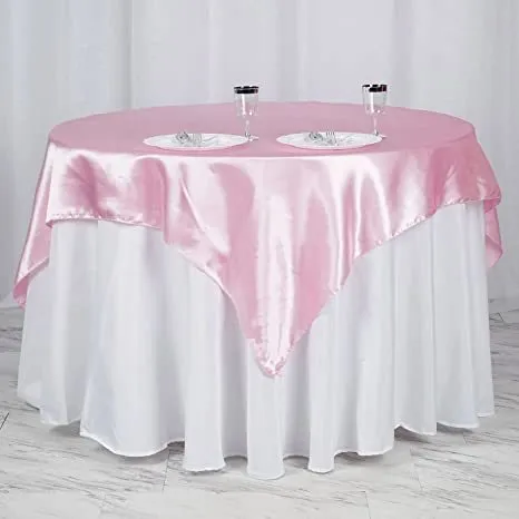 60" Satin Square Overlay - Pink