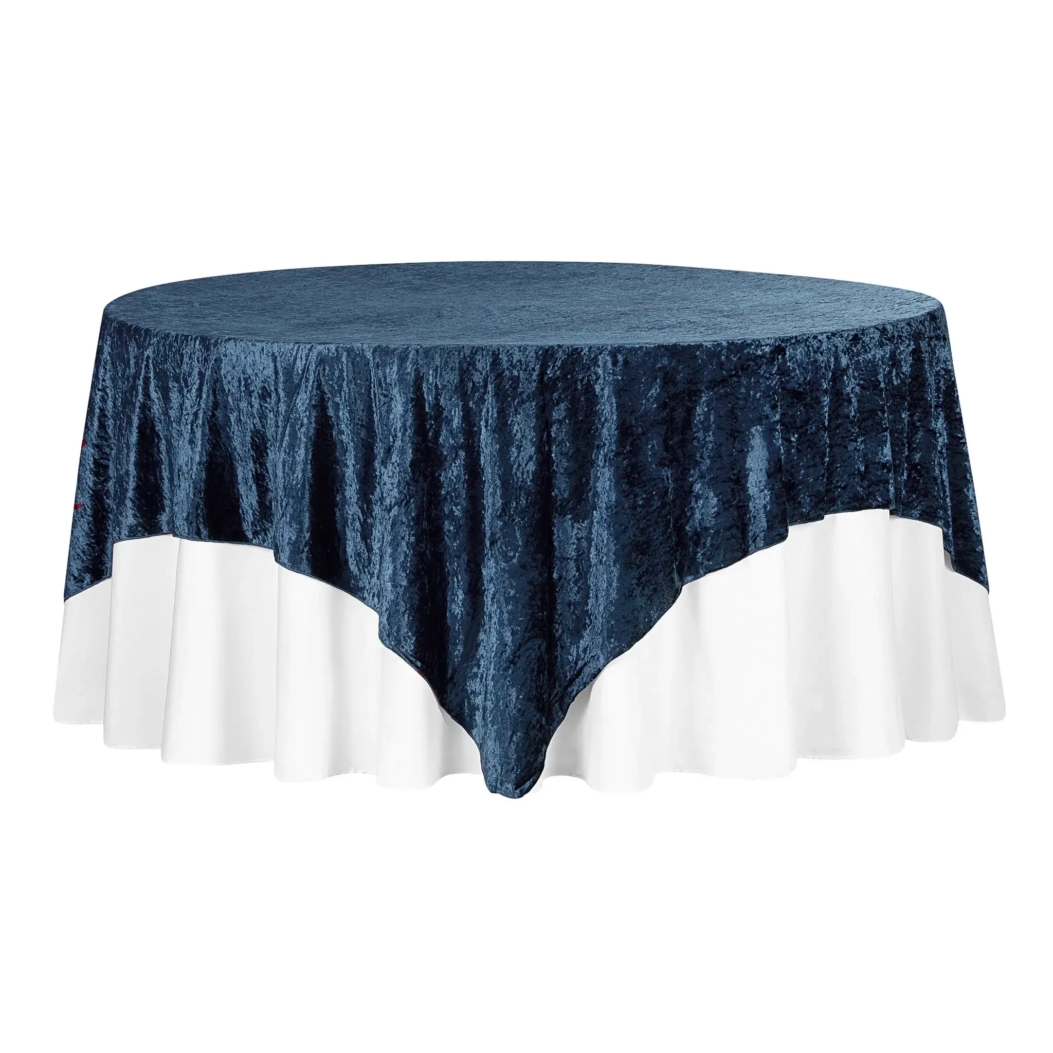 Tablecloth - Square Overlay 85" x 85" Velvet - Navy Blue