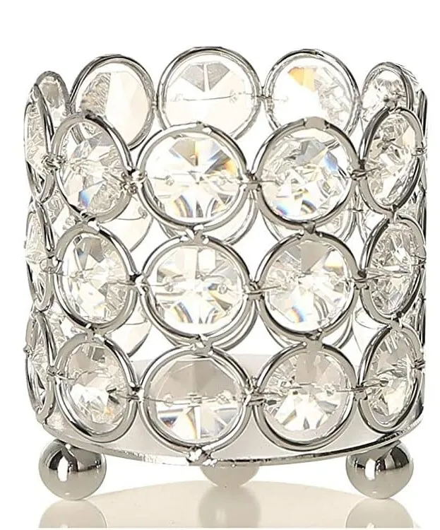 Crystal Tealight Votive Candle Holder - Silver