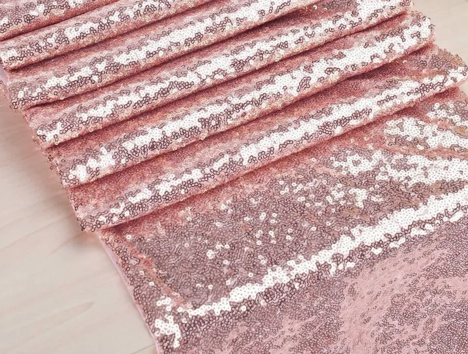 Table Runner 12" x 108" Sequin - Rose Gold 
