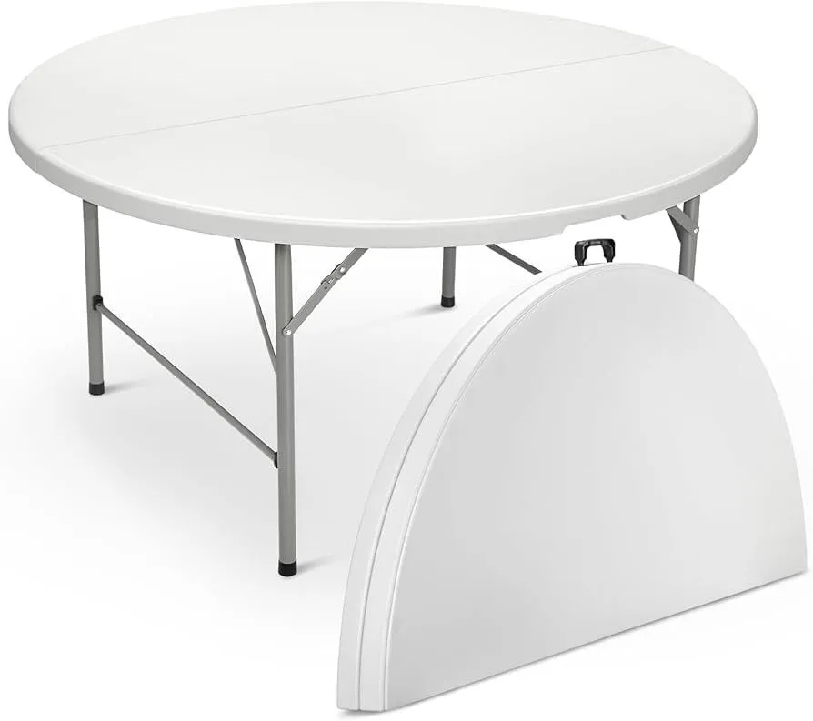 Table - 60" Round Bi-folding Table with Folding Legs