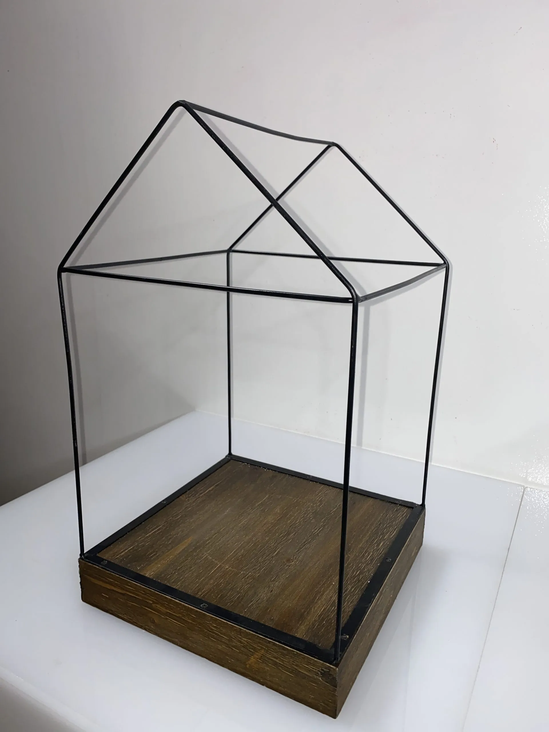 Metal Frame House on Wood Base 19"x 11"