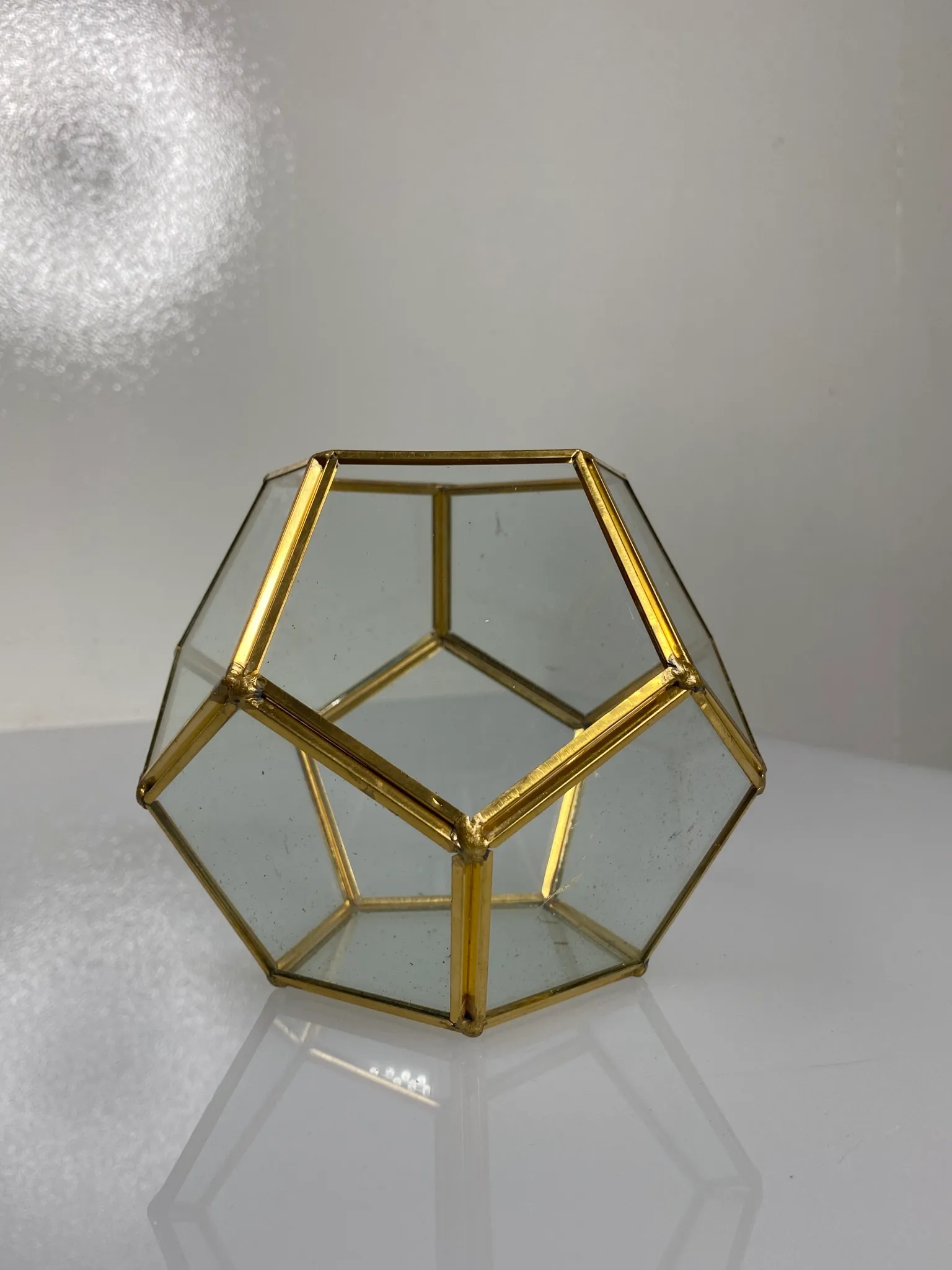 Geo Glass Brass Hexagon Vase- 4"