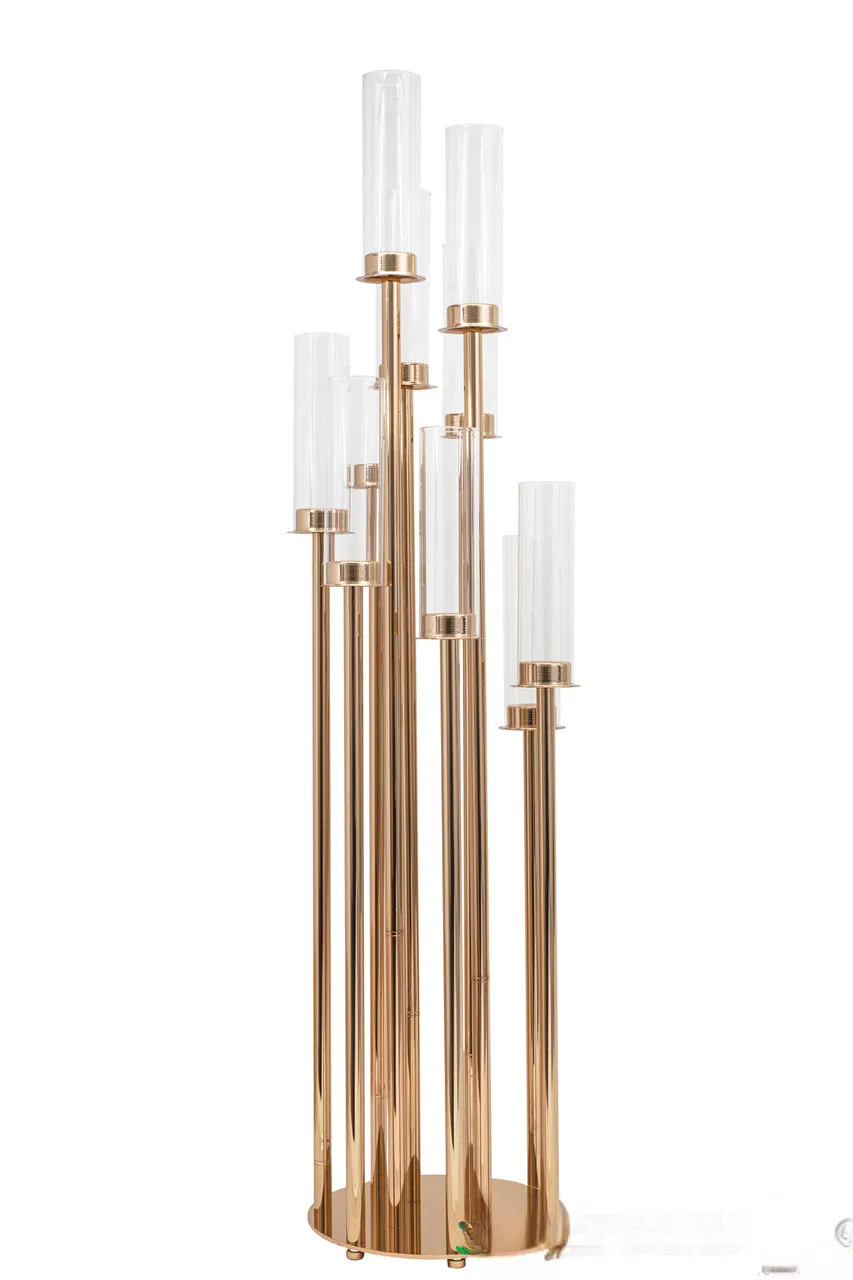 Gold Stem Cluster 42" Tall Candelabra with 10 Candles