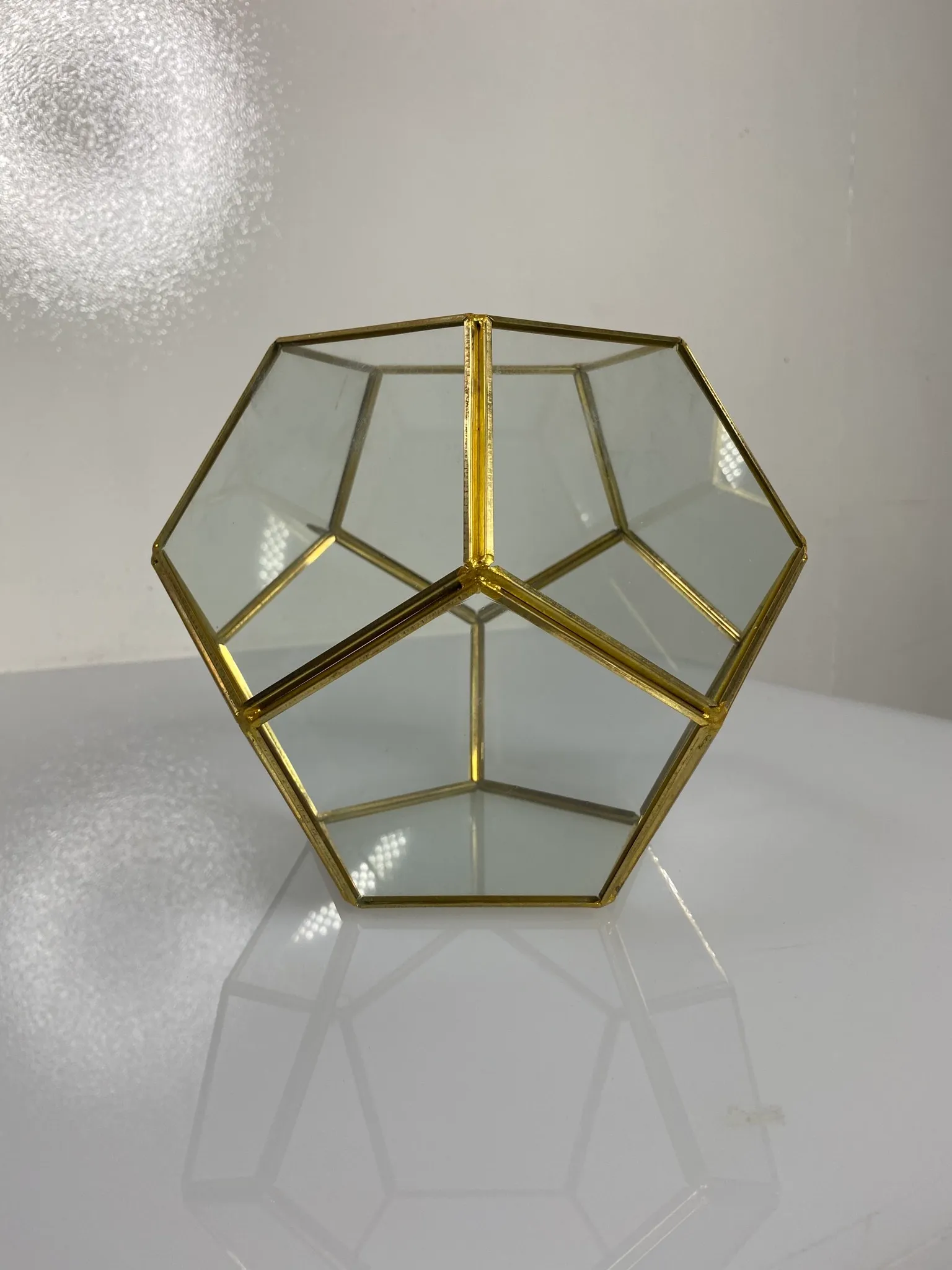 Geo Glass Brass Hexagon Vase- 6"