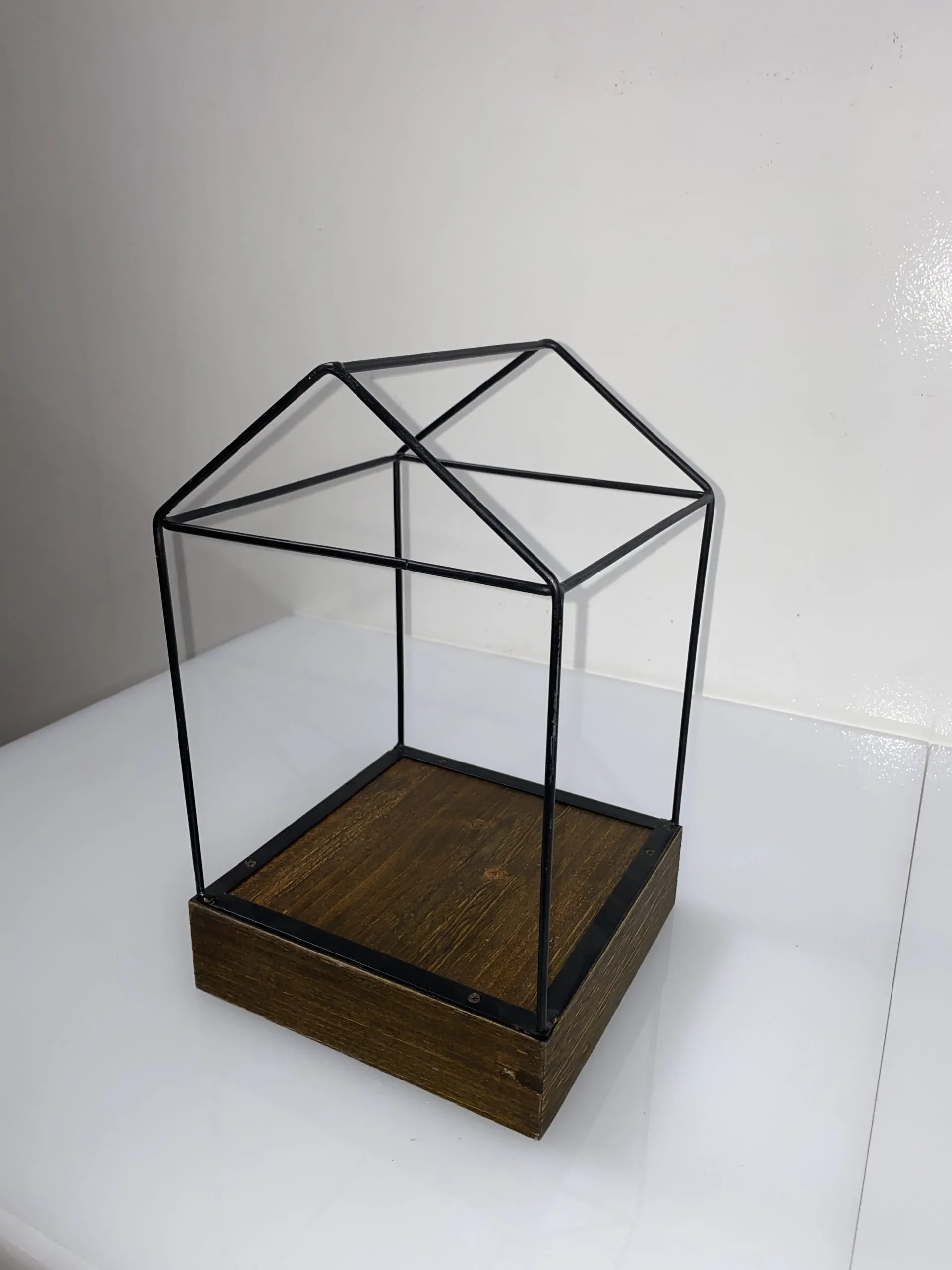 Metal Frame House on Wood Base 12"x 7.5"
