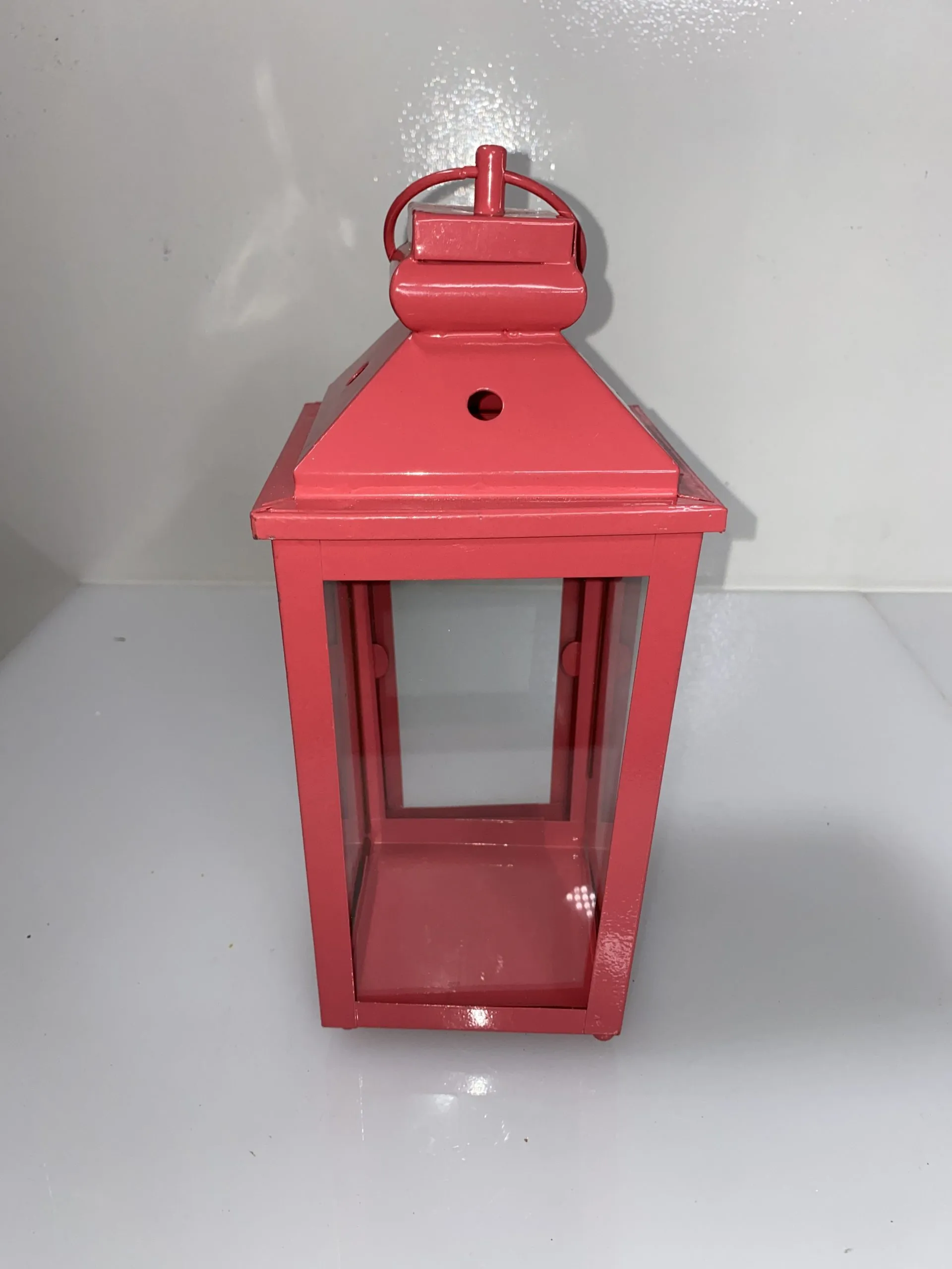 Metal Pink Lantern 12"x 5"