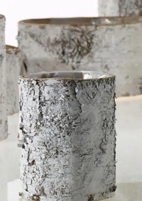 White Birch Vase 6" Tall x 4.75" Wide