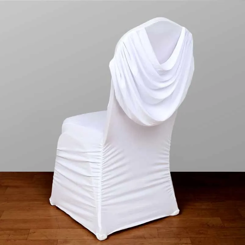 White Ruched Swag Back Chair Cover