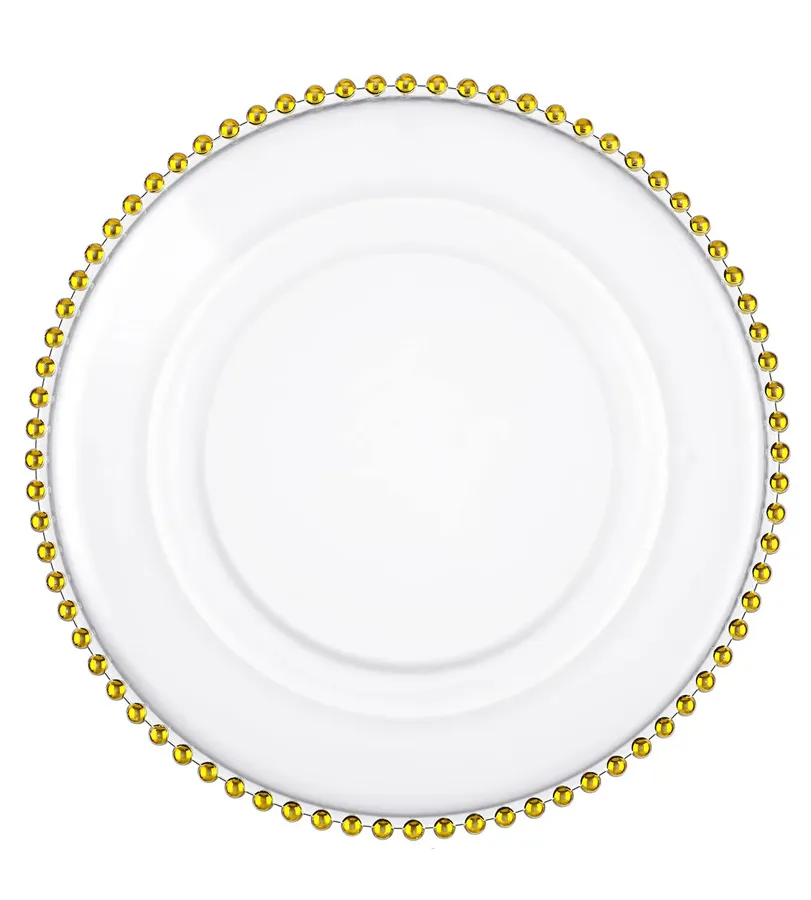 Gold Beaded Acrylic Charger