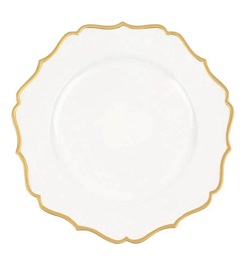 White & Gold Scalloped Acrylic Charger