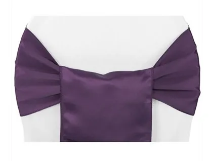Lamour Satin Chair Sash - Eggplant/Plum