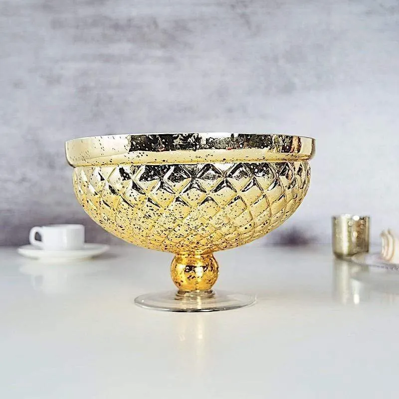12" Gold Mercury Glass Compote Vase