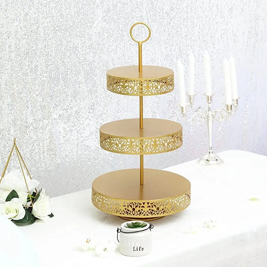 3-tier Gold Metal Reversable Dessert stand