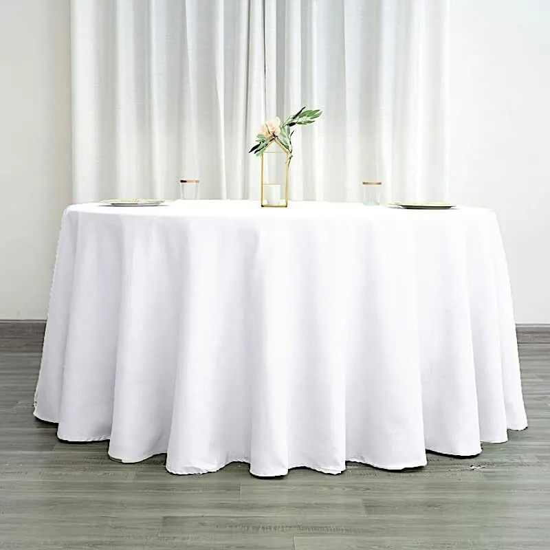 White Round Polyester Tablecloth