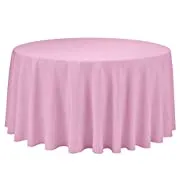 Light Pink Round Polyester Tablecloth 120"
