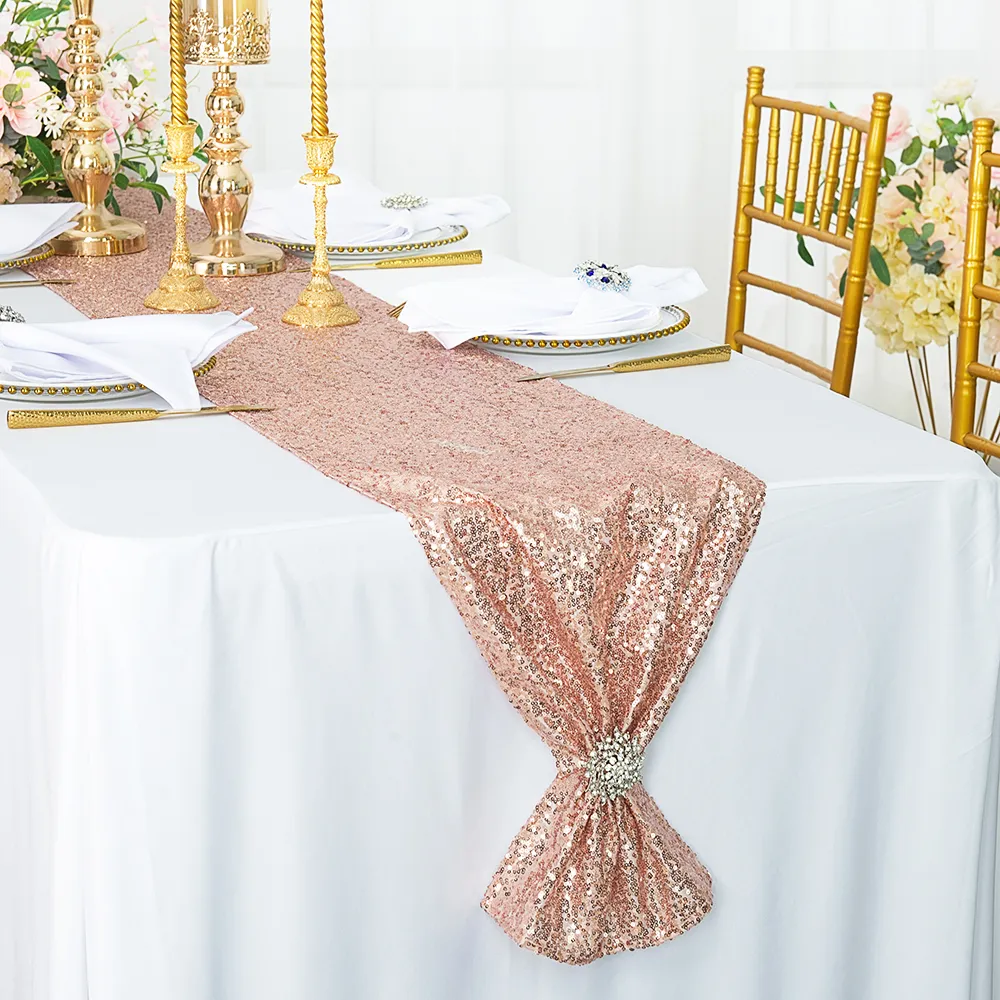 Rose Gold Sequin Table runner 12" x 108"