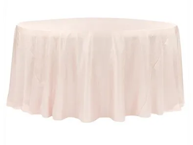 Crushed Taffeta 132" Round Tablecloth - Blush/Rose Gold