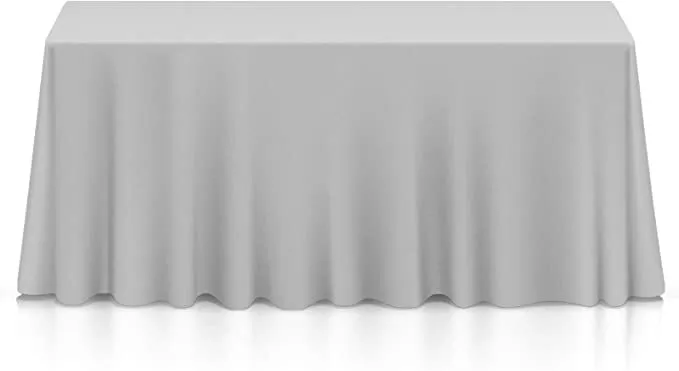 90" x 156" Polyester Silver Tablecloth