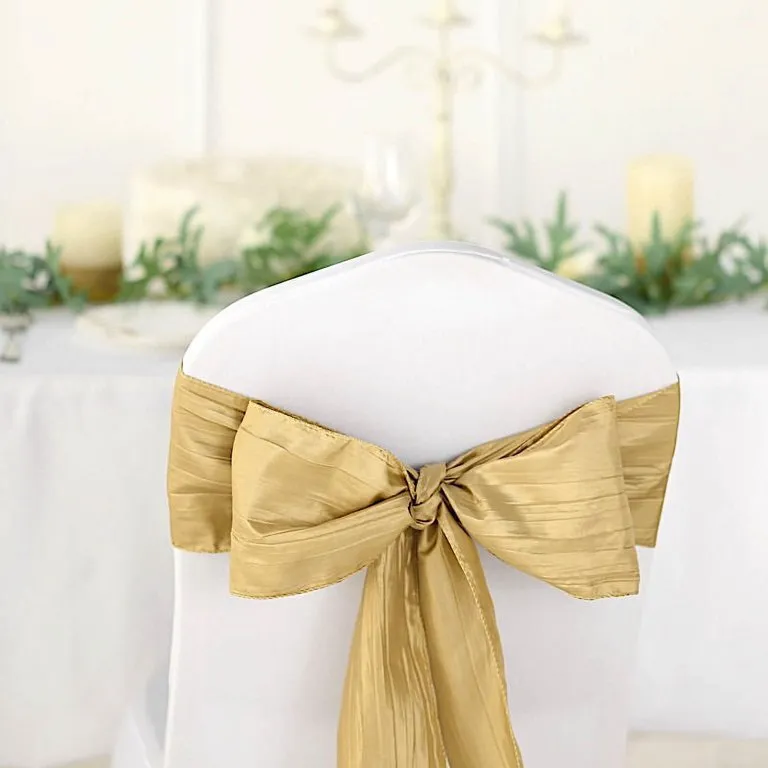 Accordion Crinkle Taffeta Chair Sash - Gold