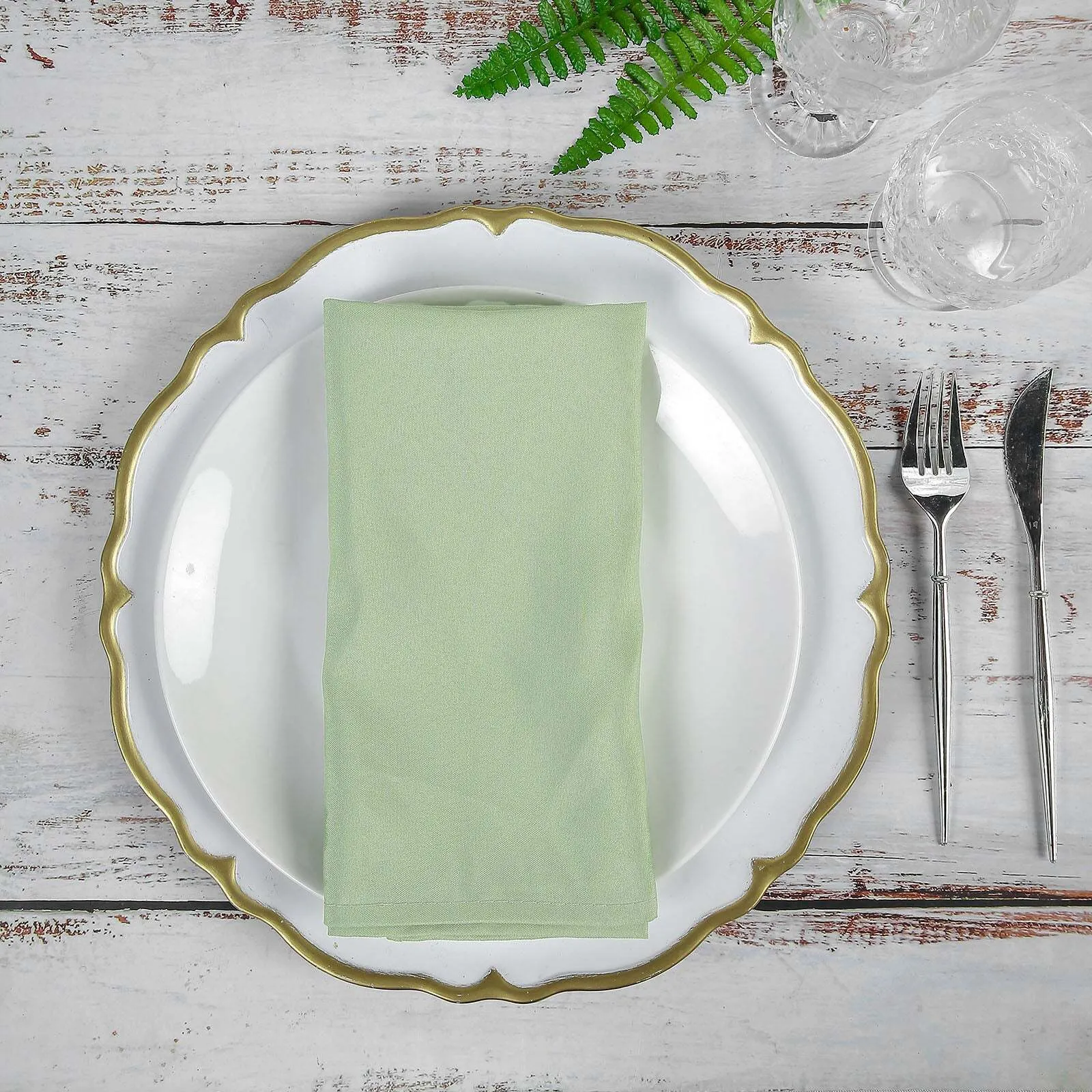 Sage green 20 x 20 polyester napkins