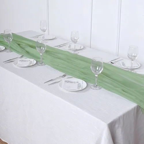 Sage Green premium Chiffon 6ft table runner