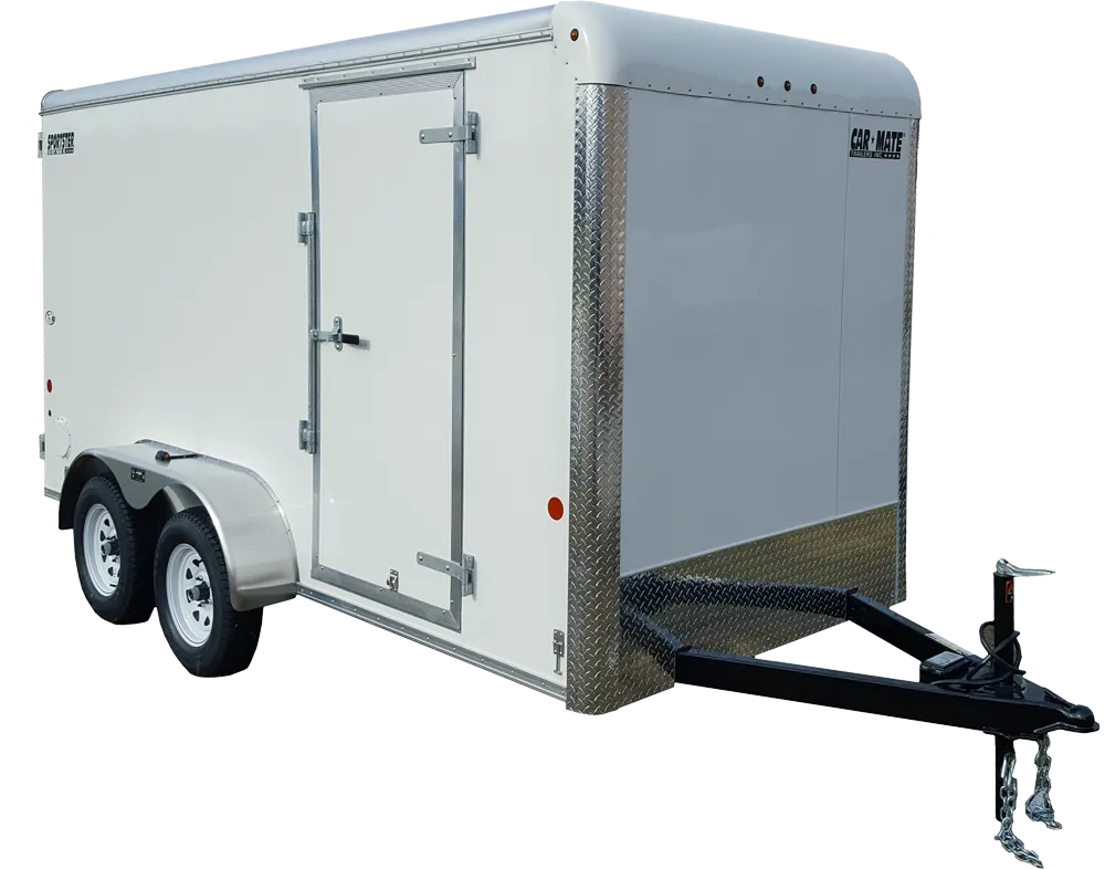 Enclosed 7x14 Grey Car Mate flat nose