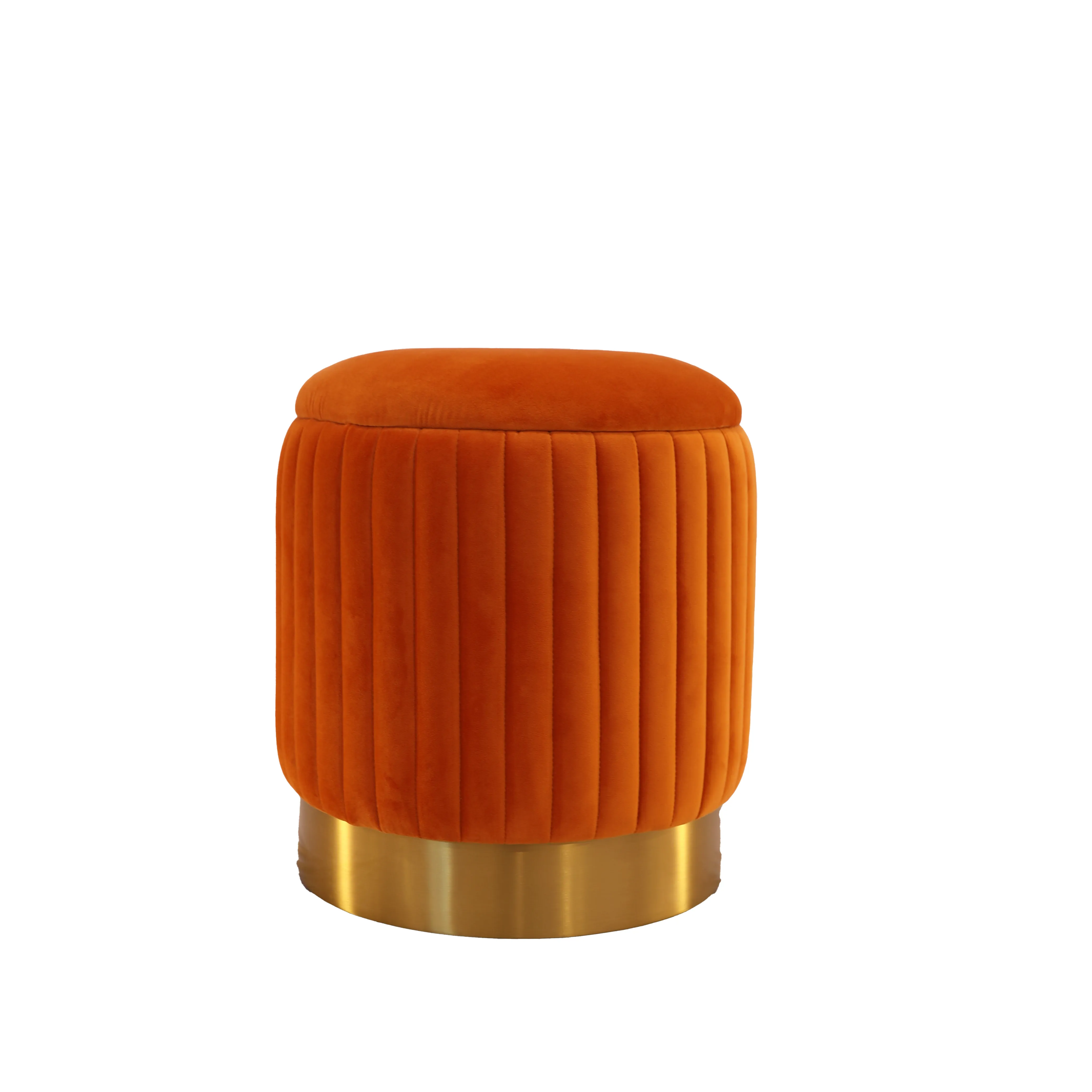Velvet Ottoman - Tangerine
