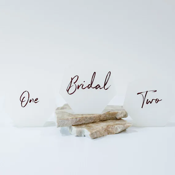 Table Number - Frosted Freestanding Geometric - Deep Maroon (Bridal - 7)