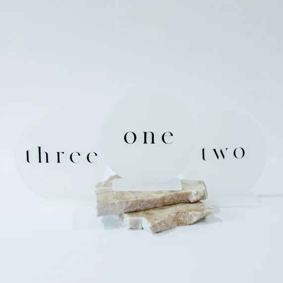 Table Number - Frosted Acrylic Round - Black Text Numbers (1-4)