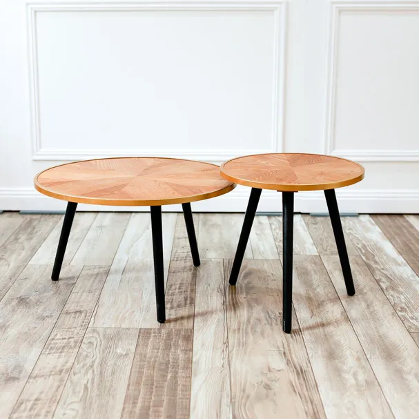 Natural and Black Side Table