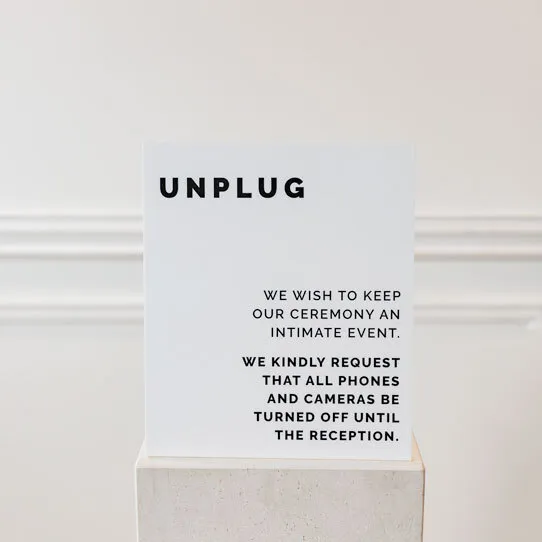 Unplugged Ceremony Sign