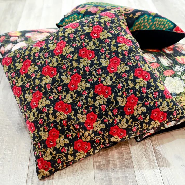 Floor Cushion - Black Boho Assorted