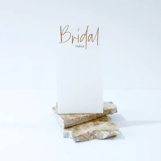Rectangle Frosted Acrylic Freestanding - Gold Text Numbers (B-9)