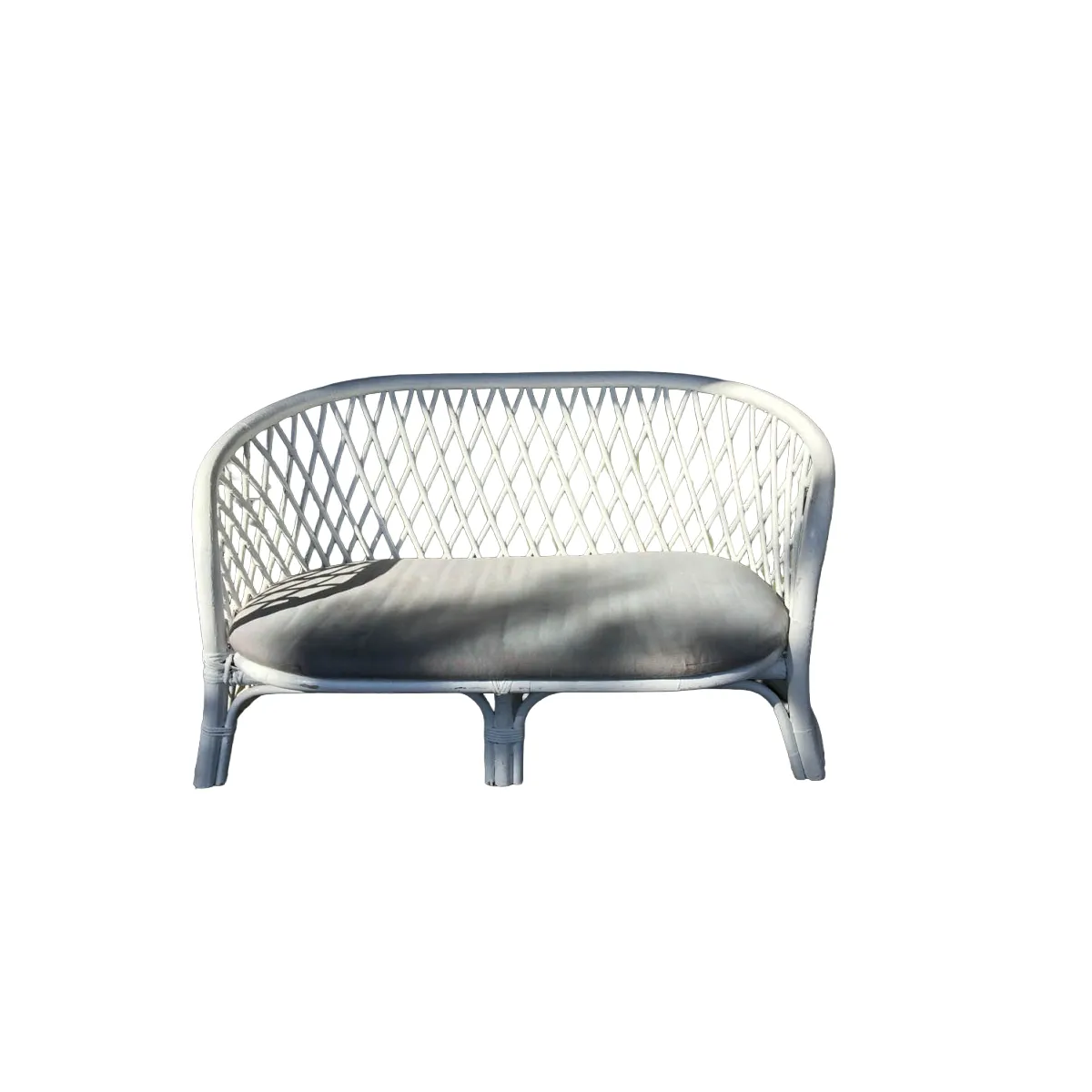 Two Seater Cane Lounge - White