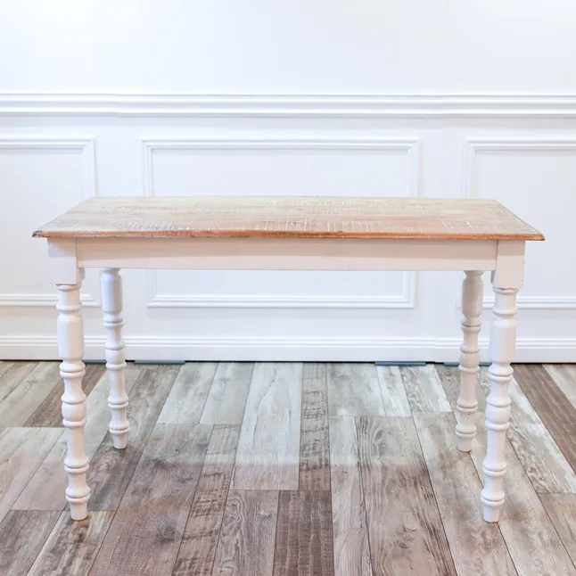 Signing Table Timber with White Legs