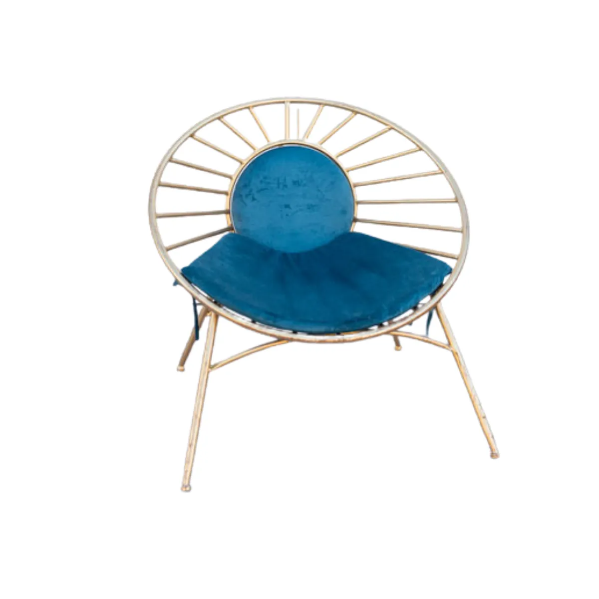 Gold Fan Wire Armchair - Blue