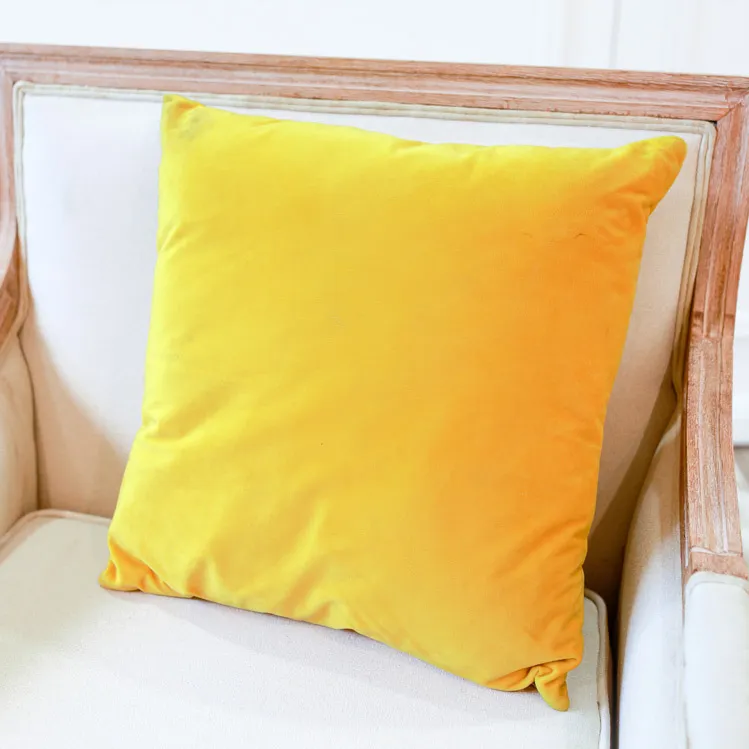 Cushion - Velvet - Yellow Square