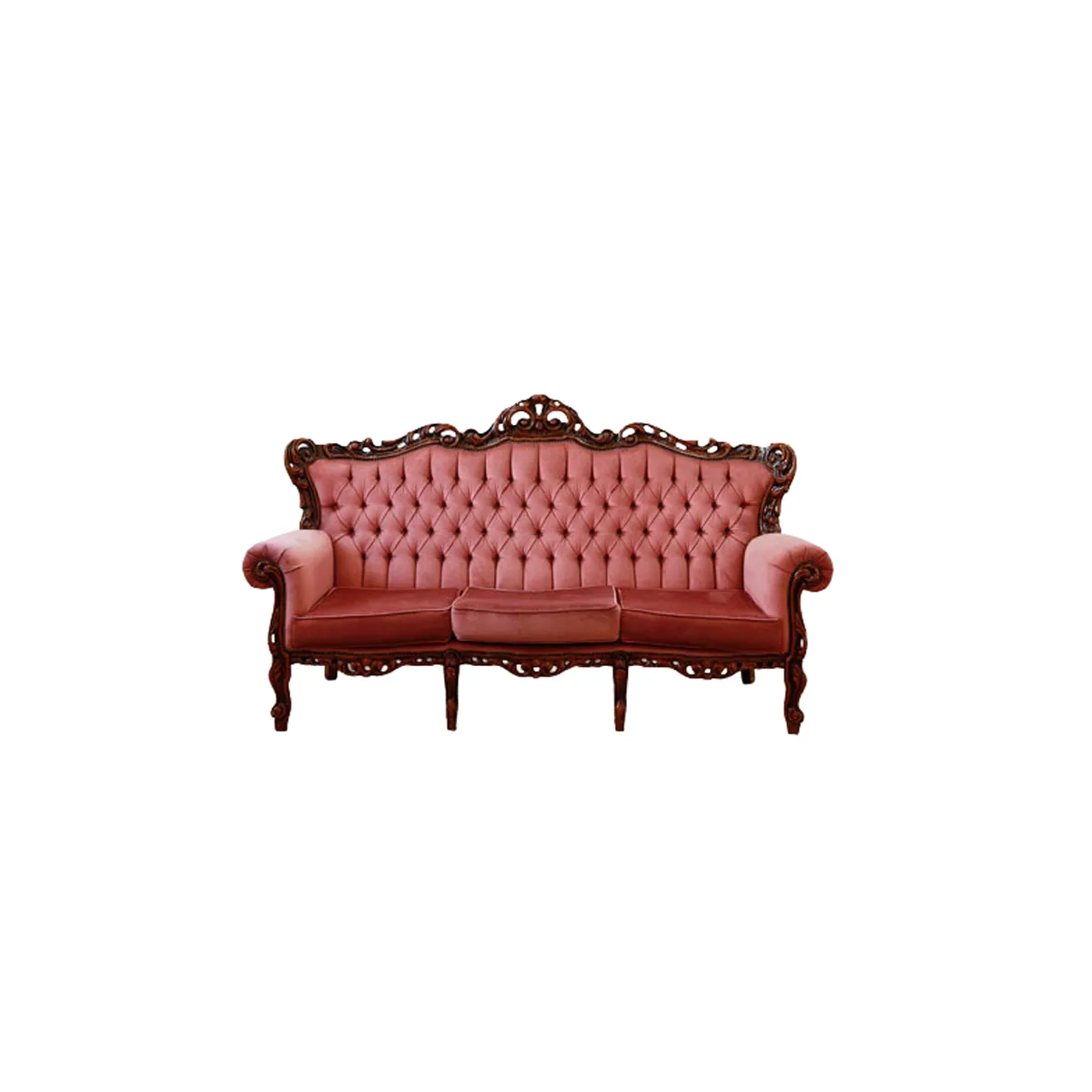 Three Seater Velour Lounge - Pink