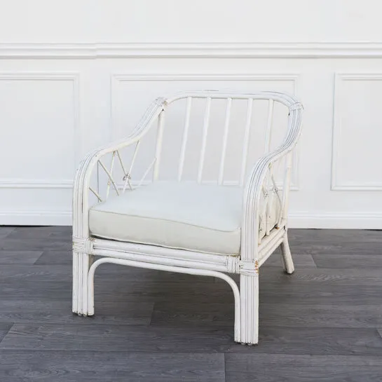 Cane Armchair - White