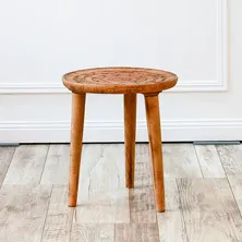 Round Carved Side Table