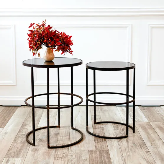Round Side table with Granite Top - Large