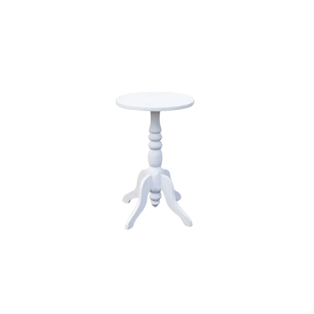 Round Timber Side Table - White