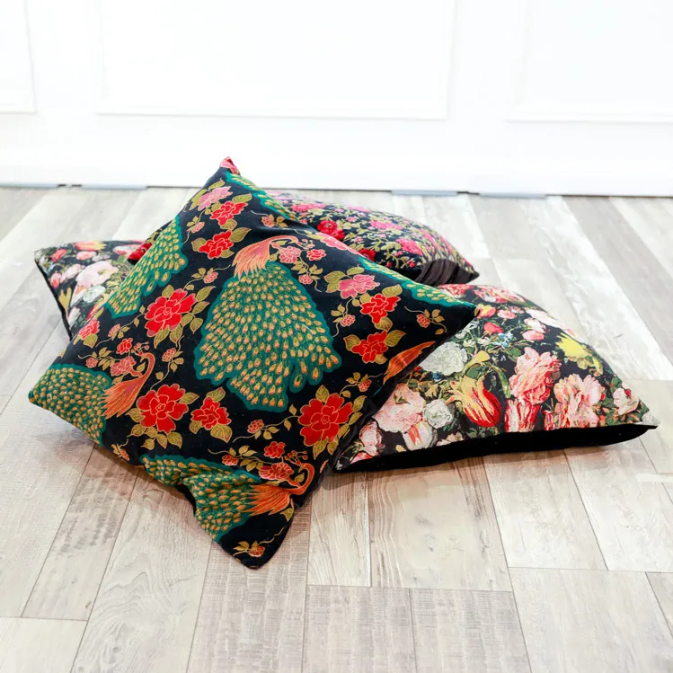 Floor Cushion - Black Boho Assorted